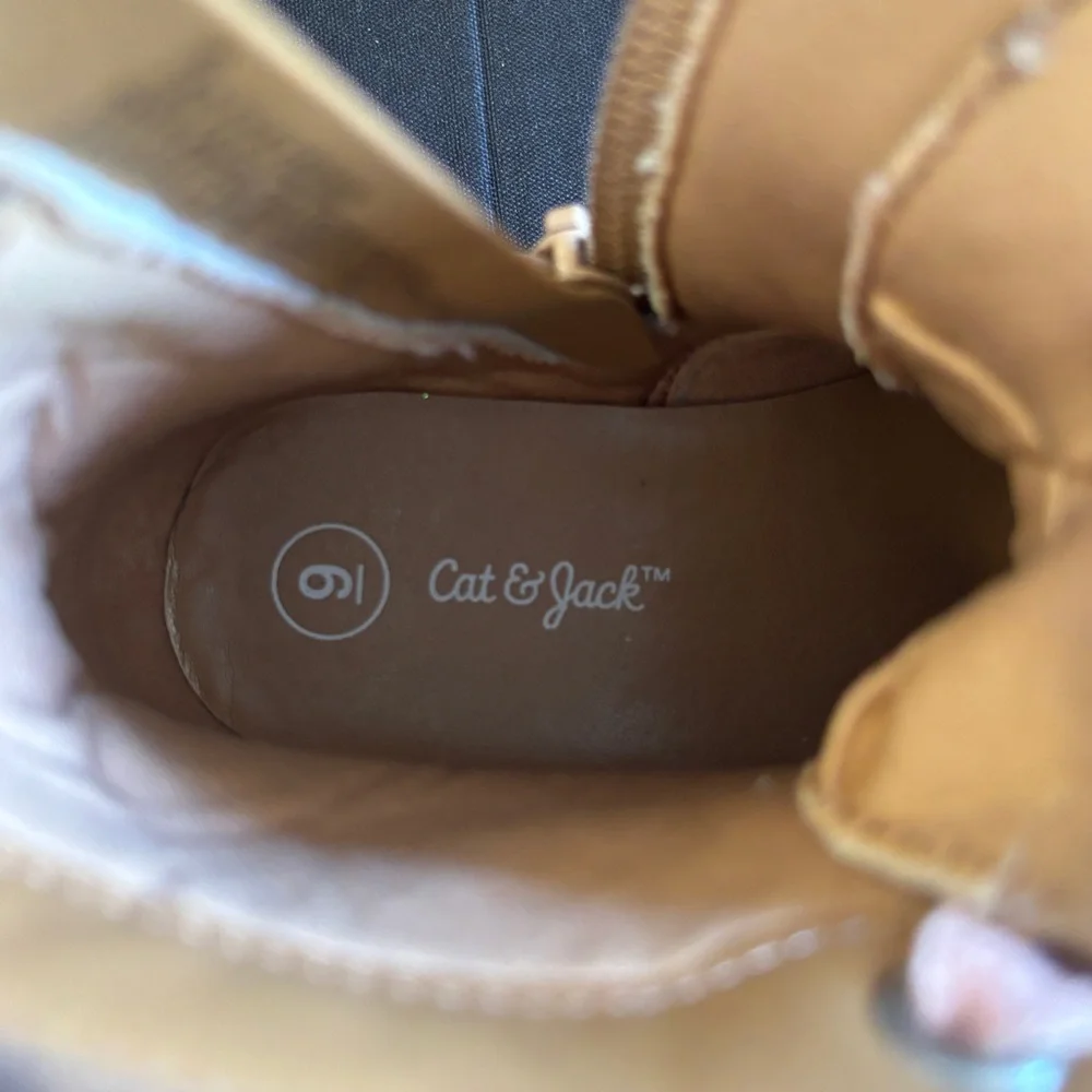 Cat & Jack Brown Leopard Print Kids Boots with Pink Laces Size 9 - Picture 5 of 10